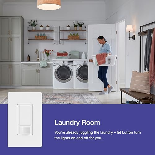 Lutron Maestro Motion Sensor Light Switch Indoor for Bathroom, Garage, Laundry Room, Any Bulbs, Occupancy Vacancy Sensor, Single-Pole, MS-OPS2H-2-WH, White (2 Pack) - Image 2