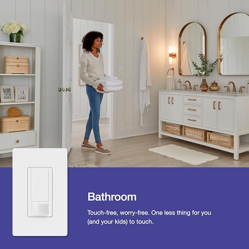 Lutron Maestro Motion Sensor Light Switch Indoor for Bathroom, Garage, Laundry Room, Any Bulbs, Occupancy Vacancy Sensor, Single-Pole, MS-OPS2H-2-WH, White (2 Pack) - Image 4