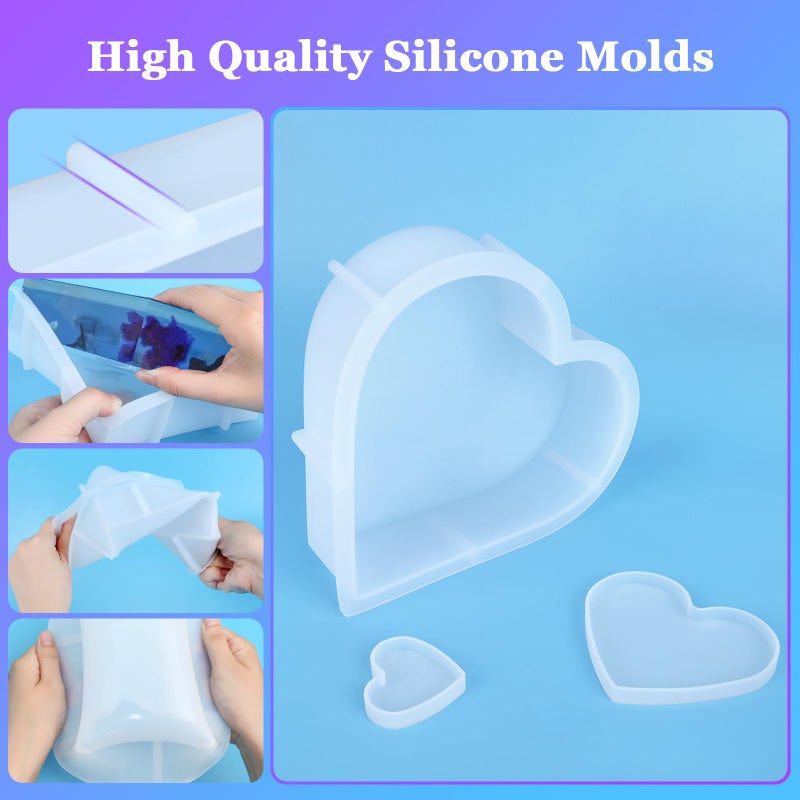 KISREL Large Heart Resin Mold, Heart Shaped Silicone Molds for Epoxy Resin, Large Molds for Flower Preservation, Deep Pour Mold for Furniture Decoration, DIY Wedding Bouquets, Valentine's Day Gifts - Image 3