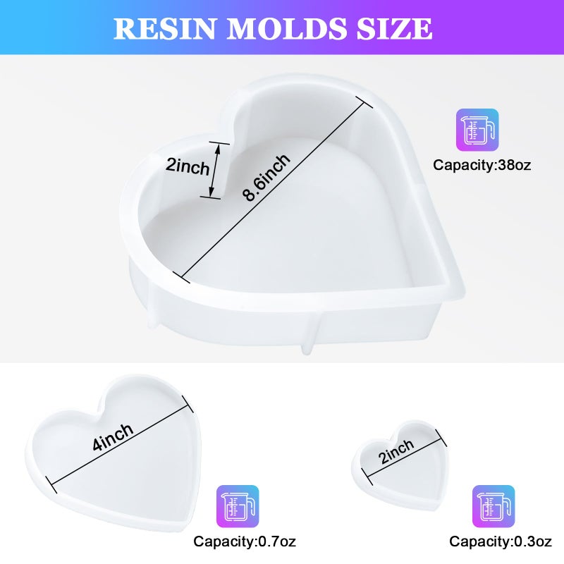 KISREL Large Heart Resin Mold, Heart Shaped Silicone Molds for Epoxy Resin, Large Molds for Flower Preservation, Deep Pour Mold for Furniture Decoration, DIY Wedding Bouquets, Valentine's Day Gifts - Image 2