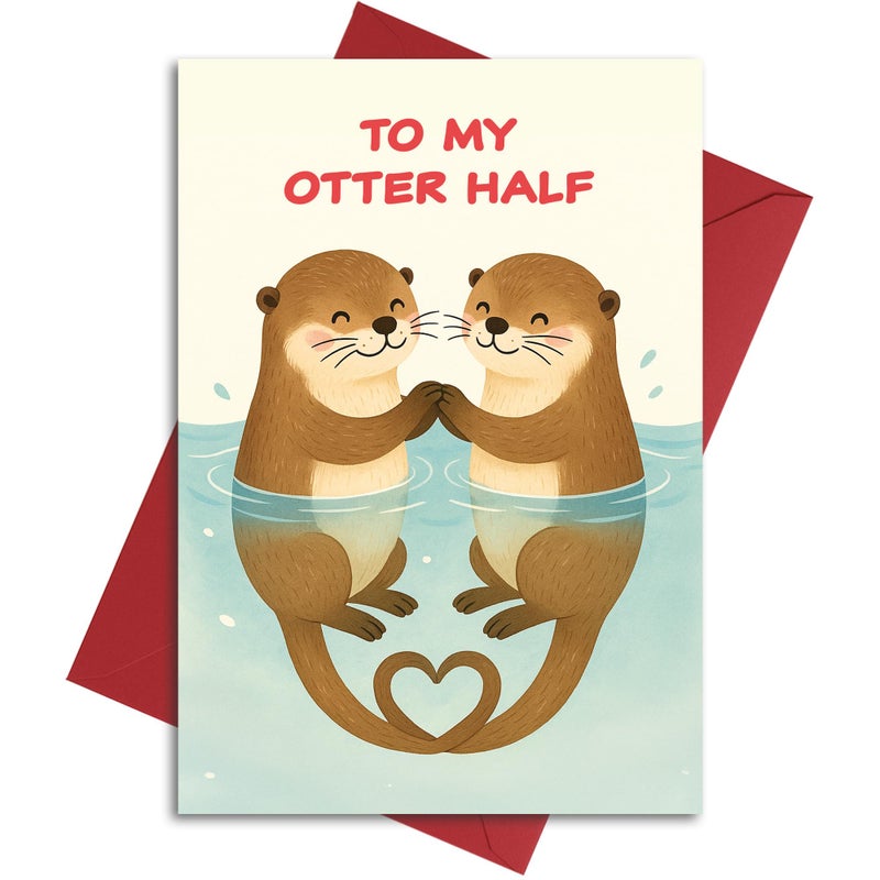Cheerin Romantic Love Card with Envelopes - Sweetest Day Cards for Him and Her - Anniversary Card for Husband, Wife, Fiance, Boyfriend, Girlfriend - Otter Birthday Card Gift 5x7 Inch - Image 1