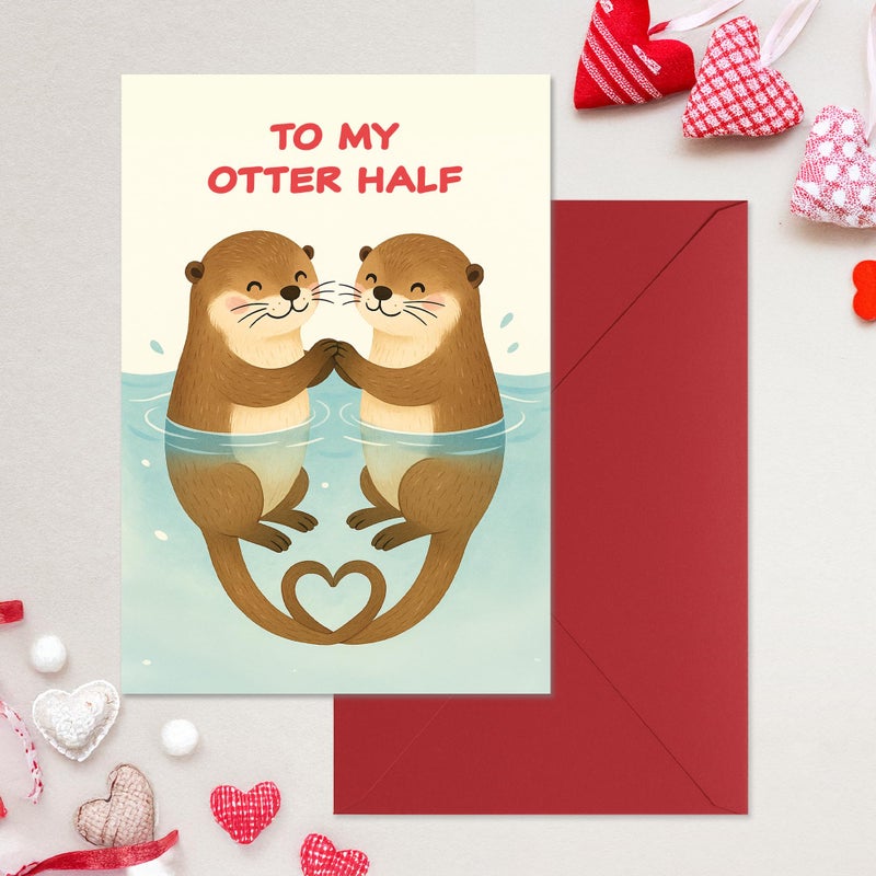 Cheerin Romantic Love Card with Envelopes - Sweetest Day Cards for Him and Her - Anniversary Card for Husband, Wife, Fiance, Boyfriend, Girlfriend - Otter Birthday Card Gift 5x7 Inch - Image 4