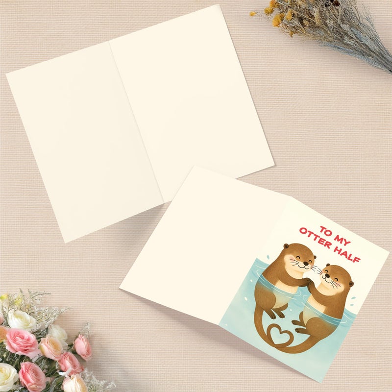 Cheerin Romantic Love Card with Envelopes - Sweetest Day Cards for Him and Her - Anniversary Card for Husband, Wife, Fiance, Boyfriend, Girlfriend - Otter Birthday Card Gift 5x7 Inch - Image 5