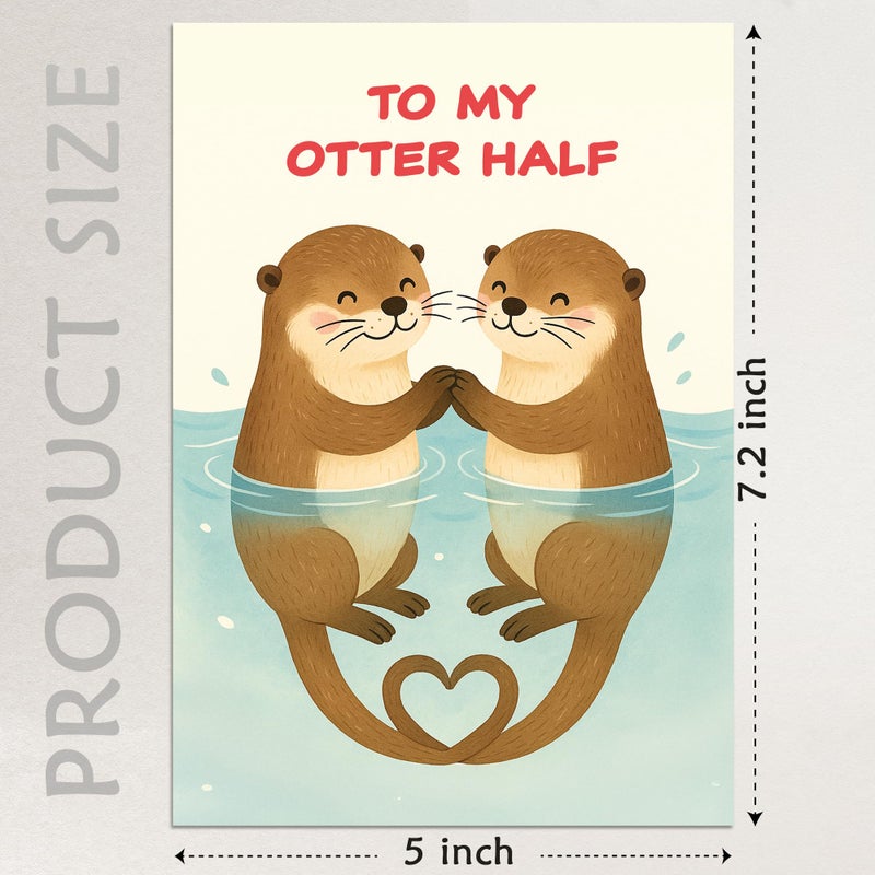 Cheerin Romantic Love Card with Envelopes - Sweetest Day Cards for Him and Her - Anniversary Card for Husband, Wife, Fiance, Boyfriend, Girlfriend - Otter Birthday Card Gift 5x7 Inch - Image 3