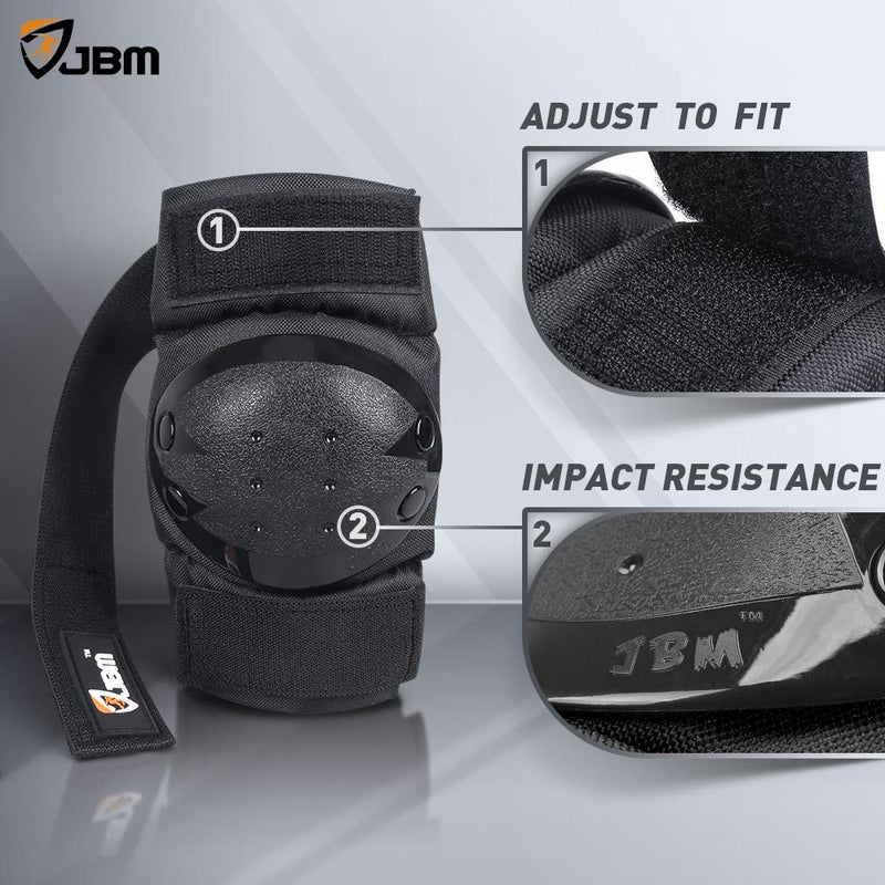 JBM international Adult / Child Knee Pads Elbow Pads Wrist Guards 3 In 1 Protective Gear Set, Black, Youth / Child - Image 3