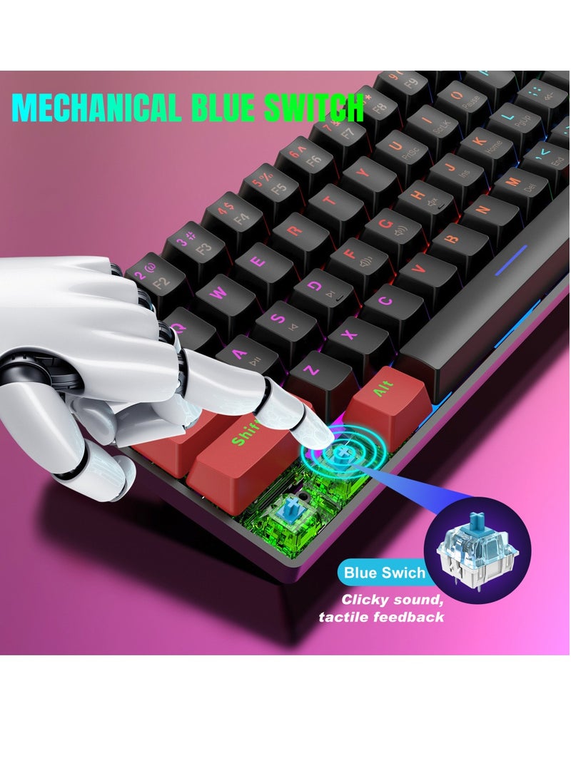 Wireless gaming keyboard and mouse combination, 61-key RGB wired gaming keyboard, wireless 2.4G luminous new charging mouse, mini keyboard, mini 60% commodity sense RGB backlit keyboard, ergonomic wireless mouse  - Image 5
