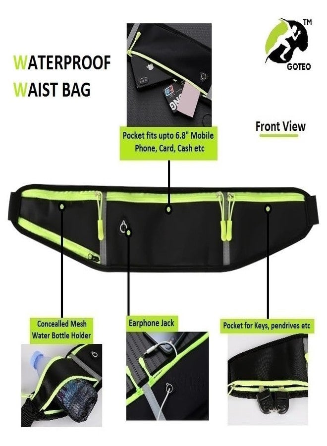 GOTEO Waterproof Waist Chest Bag for Men & Women with Water Bottle Holder, Lightweight Unisex Fanny Pack for Travel Sports Cycling Walking Running Belt (Black) - Image 3