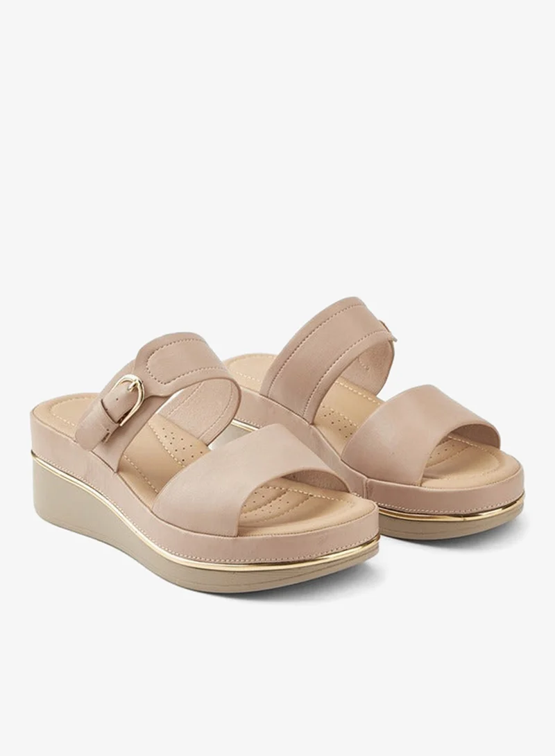 Flora Bella By Shoexpress Buckle Accent Slip-On Sandals