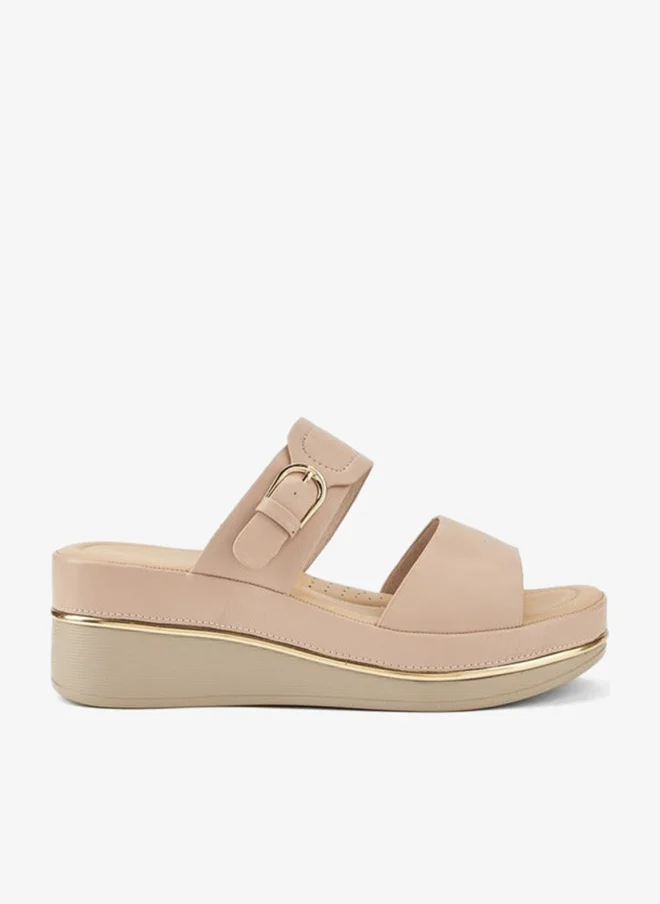 Flora Bella By Shoexpress Buckle Accent Slip-On Sandals