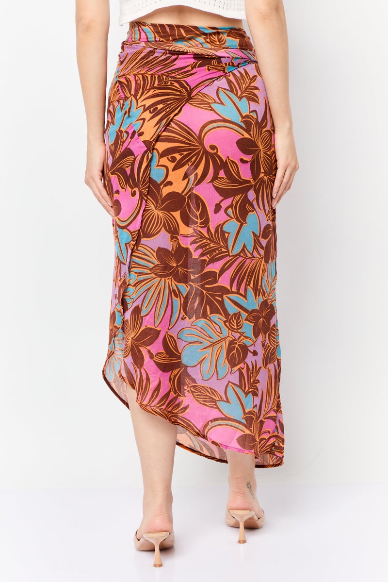 Lefties تنورة ميدي مطبوعة بالكامل للنساء، متعددة الألوان - Image 4