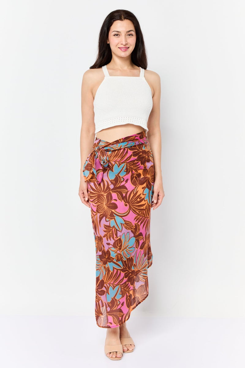 Lefties تنورة ميدي مطبوعة بالكامل للنساء، متعددة الألوان - Image 3