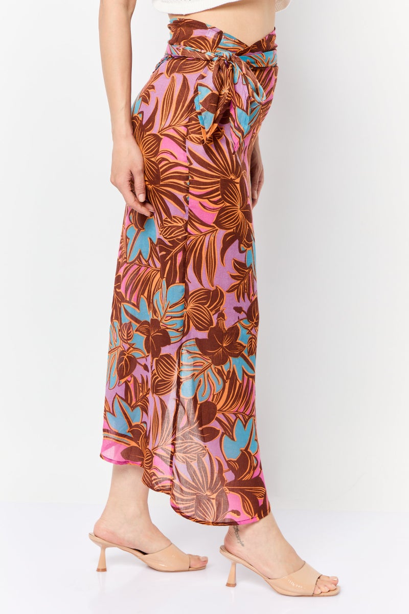 Lefties تنورة ميدي مطبوعة بالكامل للنساء، متعددة الألوان - Image 2