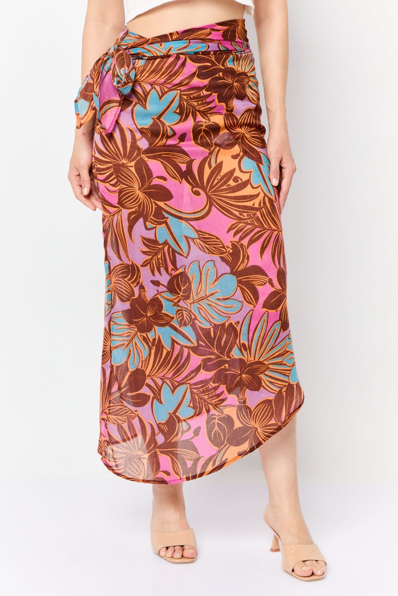 Lefties تنورة ميدي مطبوعة بالكامل للنساء، متعددة الألوان - Image 1