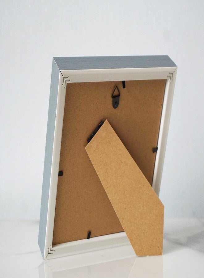 PLUSCHEN 6x6 Blue Beige Square Picture Frame, 6x6 Resin Photo Frame, Wall and Desktop Display Picture Frame, Plexiglass - Image 3