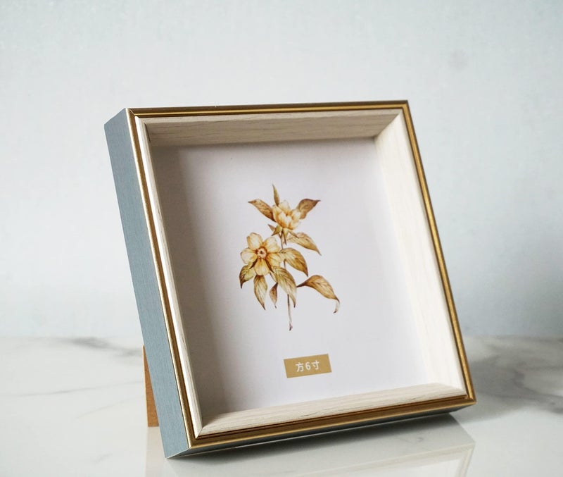 PLUSCHEN 6x6 Blue Beige Square Picture Frame, 6x6 Resin Photo Frame, Wall and Desktop Display Picture Frame, Plexiglass - Image 1