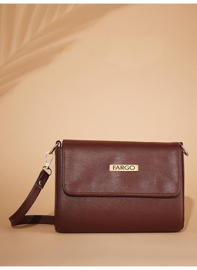 Fargo - Fargo PU Women's Sling Bag Shoulder Bag For Women (Brown) - Image 1