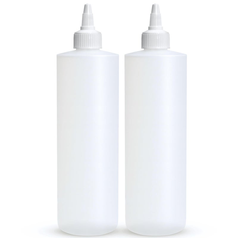 BRIGHTFROM Condiment Squeeze Bottles, 16 OZ Empty Squirt Bottle with Twist Top Cap, Leak Proof - Great for Ketchup, Mustard, Syrup, Sauces, Dressing, Oil, Arts and Crafts, BPA FREE Plastic - 2 PACK - Image 1
