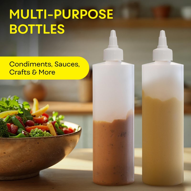 BRIGHTFROM Condiment Squeeze Bottles, 16 OZ Empty Squirt Bottle with Twist Top Cap, Leak Proof - Great for Ketchup, Mustard, Syrup, Sauces, Dressing, Oil, Arts and Crafts, BPA FREE Plastic - 2 PACK - Image 4
