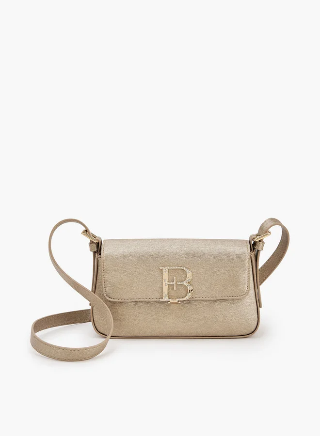 Flora Bella By Shoexpress Floral Bella Embellished Logo Crossbody Bag with Adjustable Strap Ramadan Collection