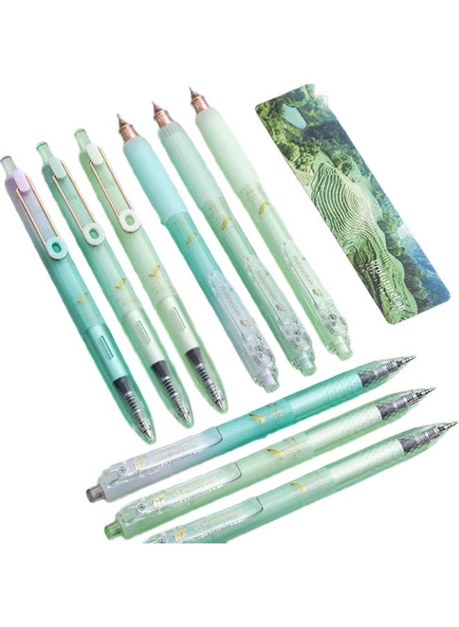 Masmarcu Morning Light Masmarcu Chinese Tea Limited Push Bullet Head Neutral Pen Black 0.5 Brush Pen High Appearance Value Quick-Drying Smooth Signature Pen With Bookmark Gift Silent Decibel Agpj9638 - Image 2