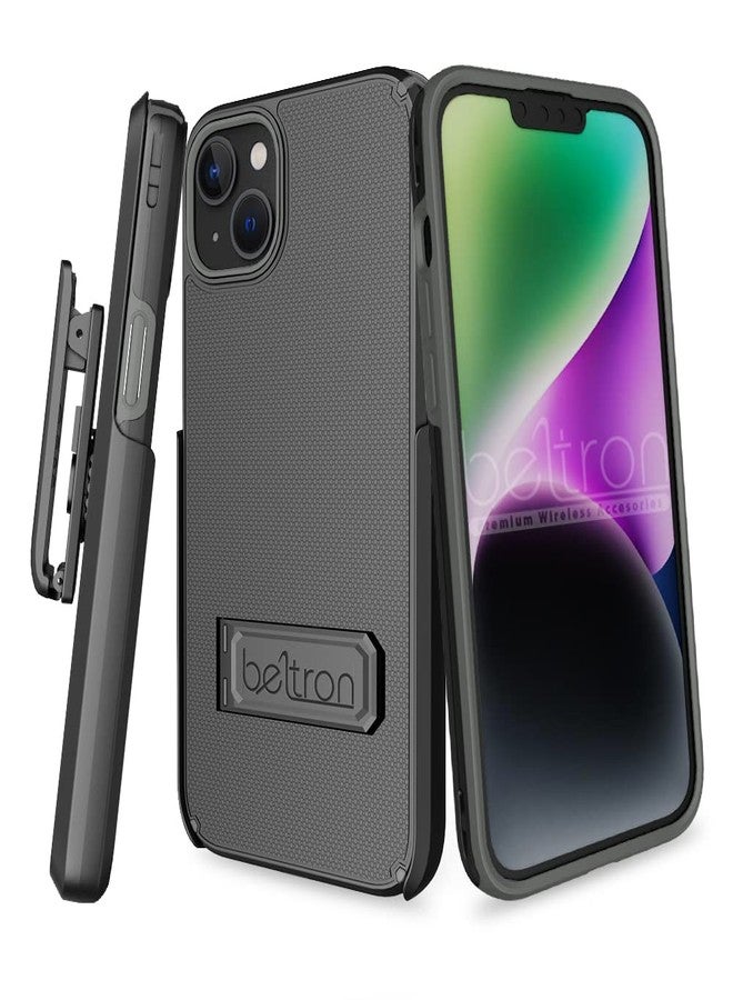 جراب BELTRON متعدد الاستخدامات لهاتف iPhone 13/14، جراب حماية نحيف يغطي كامل الجسم مع مشبك حزام دوار، مجموعة 3 في 1 مع مسند وحامل بطاقات - Image 2