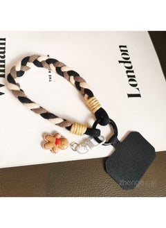 Plush Pendant Mobile Phone Lanyard Men's And Women's Short Ins Fashion Simple Multi-strand Woven Wrist Strap Portable-Specifications Support Image Upload:[Black And White Card] Wool Three-strand Woven Hand Rope + Pendant + Black Clip