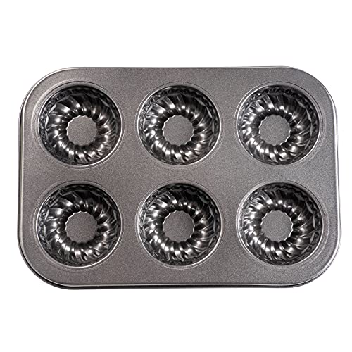 Yomvzake Mini Bund Cake Pan 6Cavity Fluted Tube Cake Pan Brownie Bowl Pan Small Round Cake Mold Shortcake Pan for Fall Baking Thanksgiving Bavarois Brownie Cupcake Pudding Canele