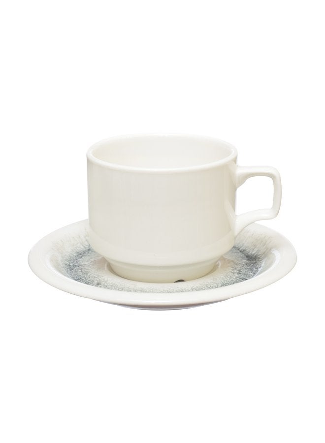 Kutahya Coffee Cup 180 ML & Saucer 15 CM Black Ice Decorated - Image 1