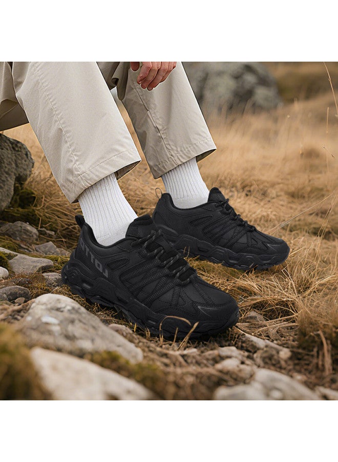 Lotto Women's Spring Leather Hiking Outdoor Sports Shoes Durable Casual Walking Shoes For Couples 957 Black Size 35 - Image 5