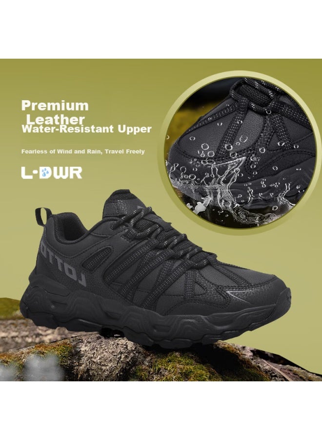 Lotto Women's Spring Leather Hiking Outdoor Sports Shoes Durable Casual Walking Shoes For Couples 957 Black Size 35 - Image 2