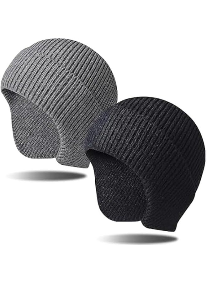 TRASSLE Knit Beanie Hats Winter Men Women Warm Knit Earflap Hat Stretchy Windproof Knit Skull Cap for Winter Outdoor  - Image 1