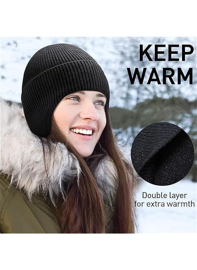 TRASSLE Knit Beanie Hats Winter Men Women Warm Knit Earflap Hat Stretchy Windproof Knit Skull Cap for Winter Outdoor  - Image 5