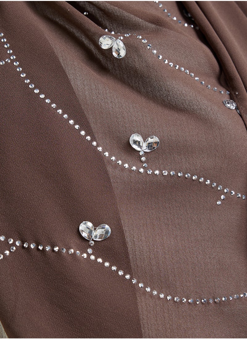 Khizana Floral Diamante  Long Hijab Scarf  - Image 4