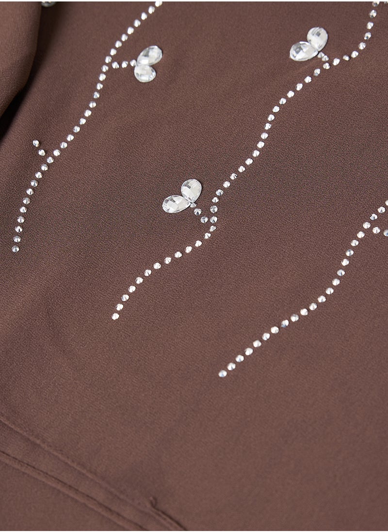 Khizana Floral Diamante  Long Hijab Scarf  - Image 2