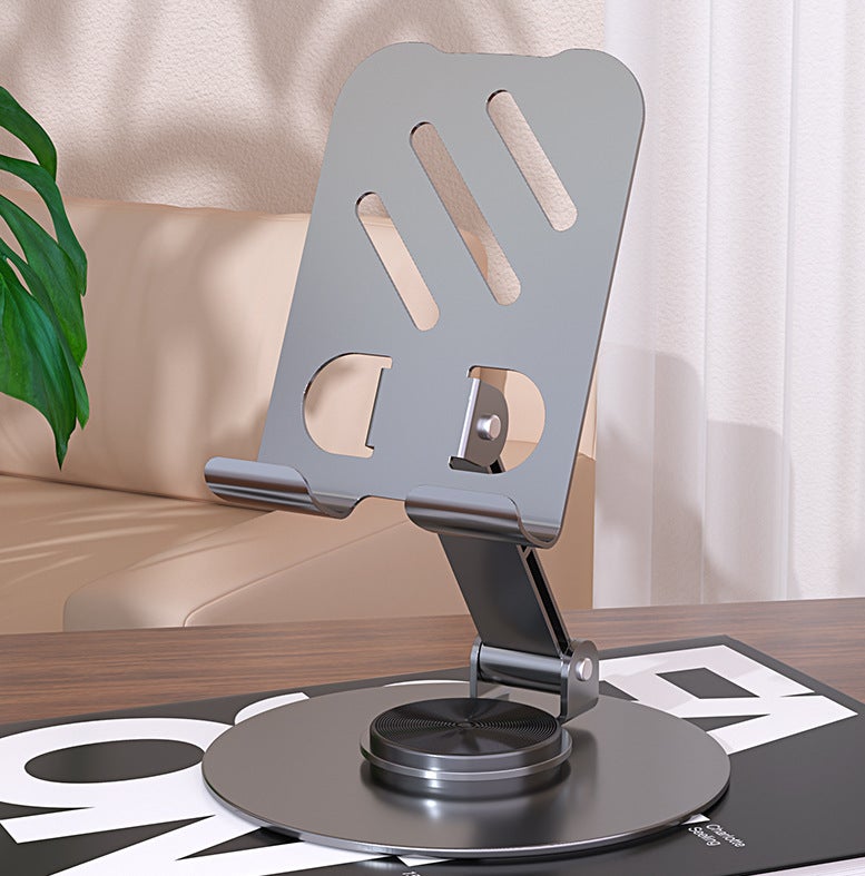 360° Rotating Metal Phone Stand for Live Streaming - Adjustable Foldable Desktop Holder for Tablet & Phone