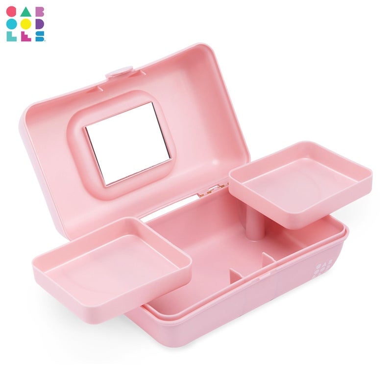 Caboodles Pretty in Petite Makeup Box, Pink Sparkle, Hard Plastic Organizer Box, 2 Swivel Trays, Fashion Mirror, Secure Latch for Safe Travel - Image 4