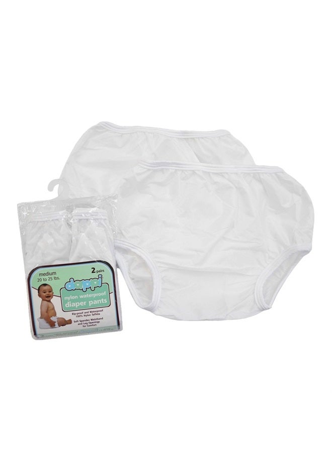 Dappi Waterproof 100% Nylon Diaper Pants, White, Medium Fits 20-25 pounds (2 Count) - Image 1