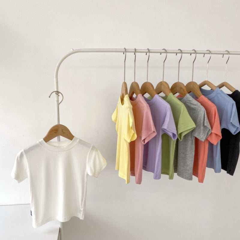 2025 Big Children Summer Boneless Modal T-Shirt Short Sleeve Korean Version Of The New Mask Base Shirt Top Children'S Clothing - Image 1