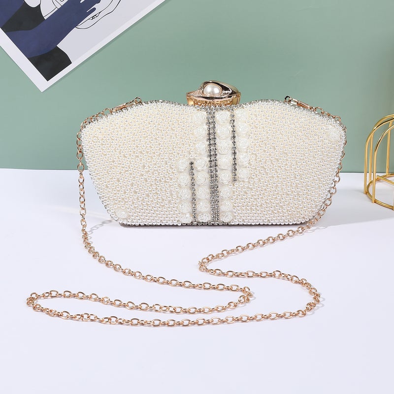 Elegant Light Luxury Pearl Evening Bag Simple Elegant Clutch Bag High-End Cosmetics Storage Evening Bag - Image 4