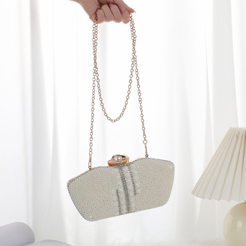 Elegant Light Luxury Pearl Evening Bag Simple Elegant Clutch Bag High-End Cosmetics Storage Evening Bag - Image 3