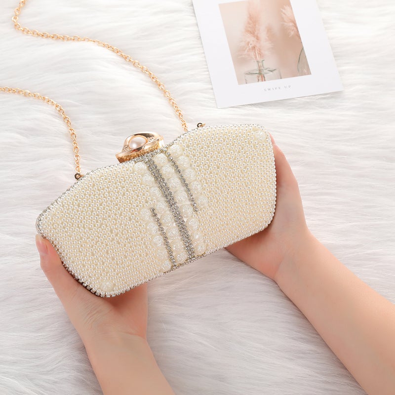Elegant Light Luxury Pearl Evening Bag Simple Elegant Clutch Bag High-End Cosmetics Storage Evening Bag - Image 1