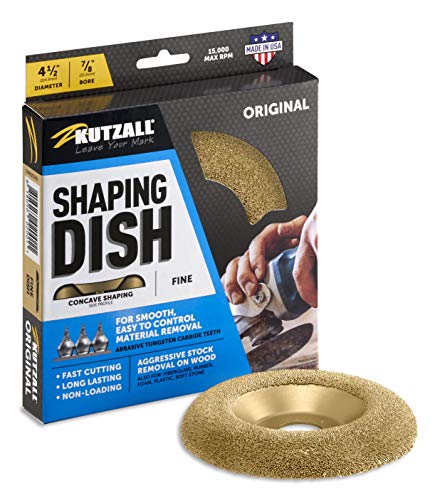 Kutzall Original Shaping Dish - Fine, 4-1⁄2" (114.3mm) Dia. X 7⁄8" (22.2mm) Bore - Woodworking Angle Grinder Attachment for DeWalt, Bosch, Milwaukee. Abrasive Tungsten Carbide, DW412O230 - Image 1