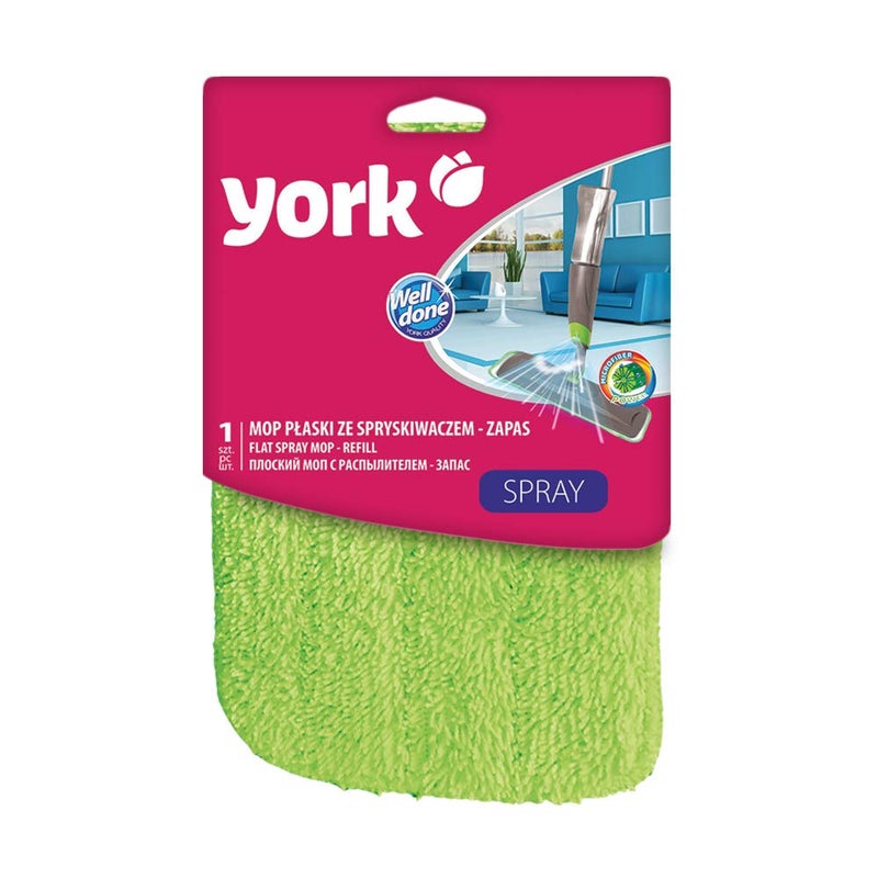 YORK Flat Spray Mop Reusable Microfiber Drying & Down Washing Function Pad Refill for Dry or Wet Easy-to-Attach, Machine Washable Floor Cleaning in Green Color Size 42.5 * 14.5 CM [081230] (Pack of 4) - Image 2