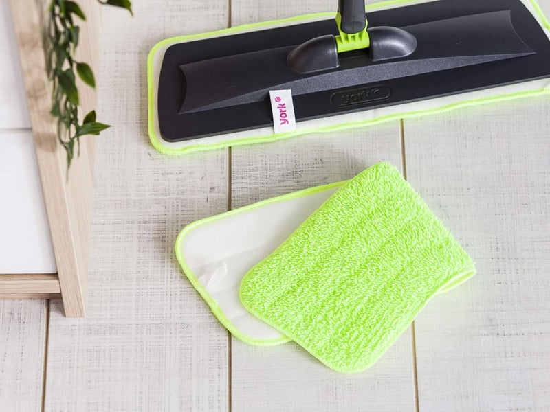 YORK Flat Spray Mop Reusable Microfiber Drying & Down Washing Function Pad Refill for Dry or Wet Easy-to-Attach, Machine Washable Floor Cleaning in Green Color Size 42.5 * 14.5 CM [081230] (Pack of 4) - Image 4