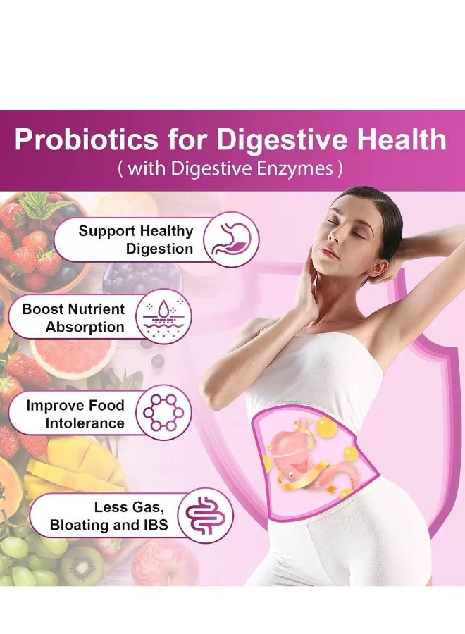 Probiotics بروبيوتيك للنساء، 90 كبسولة، 100 مليار وحدة تشكيل مستعمرات، 31 سلالة، مع بروبيوتيك عضوي من التوت البري، دعم للجهاز الهضمي والمناعي، مستقر على الرف، إطلاق مؤجل، خالي من الصويا والغلوتين ومنتجات الألبان. - Image 2