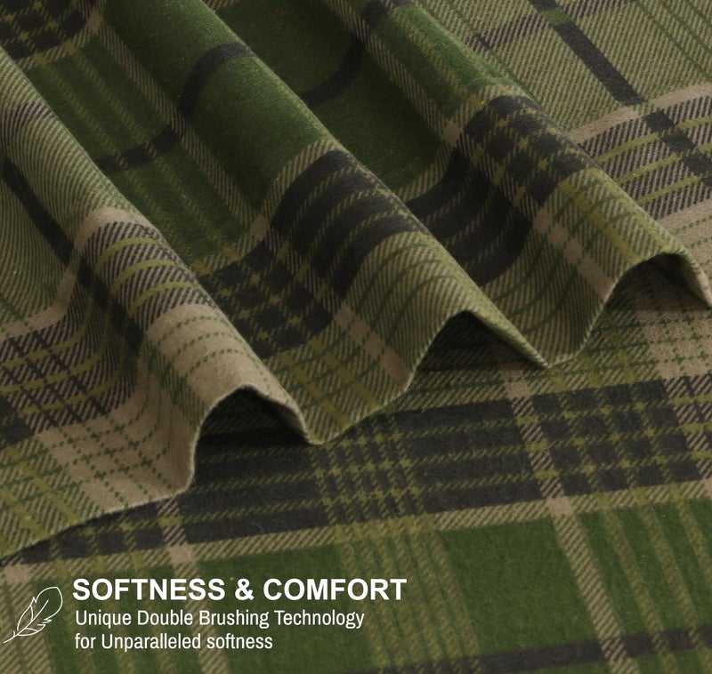 RUVANTI Flannel Sheets California King Size - 100% Cotton Brushed Cal King Bed Sheets Set - Deep Pockets 14 Inches - All Seasons Breathable & Extra Soft - Warm & Cozy, 4 Piece, DNA Plaid - Image 3