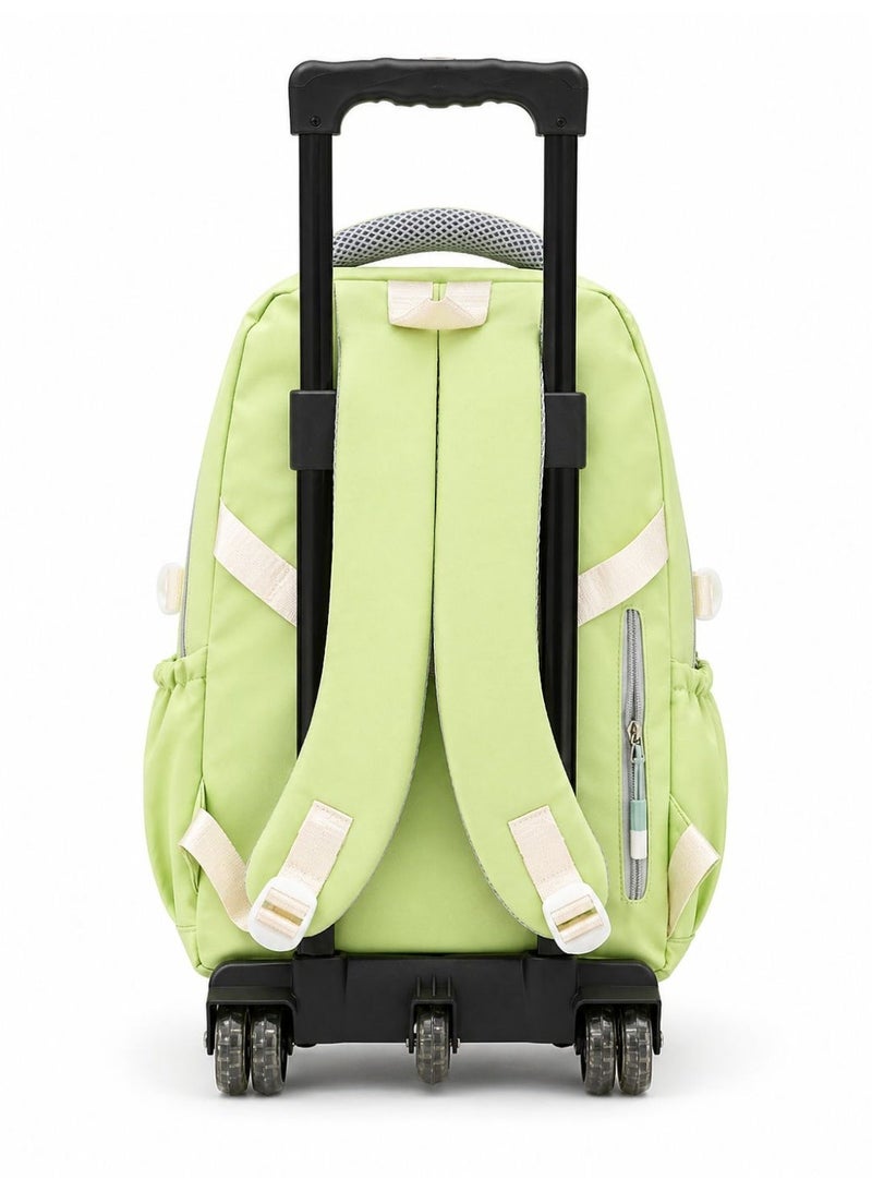 Kids Trolley School Backpack with Wheels for Girls | Lightweight Rolling School Bag | Multi-Compartment Waterproof Travel Backpack | Adjustable Handle | Large Capacity Student Bag | Green - Image 5