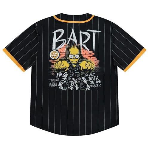 The Simpsons Mens Baseball Jersey Homer Bart Lisa Krusty The Clown Mesh Button Down Baseball Jersey Black Medium - Image 3