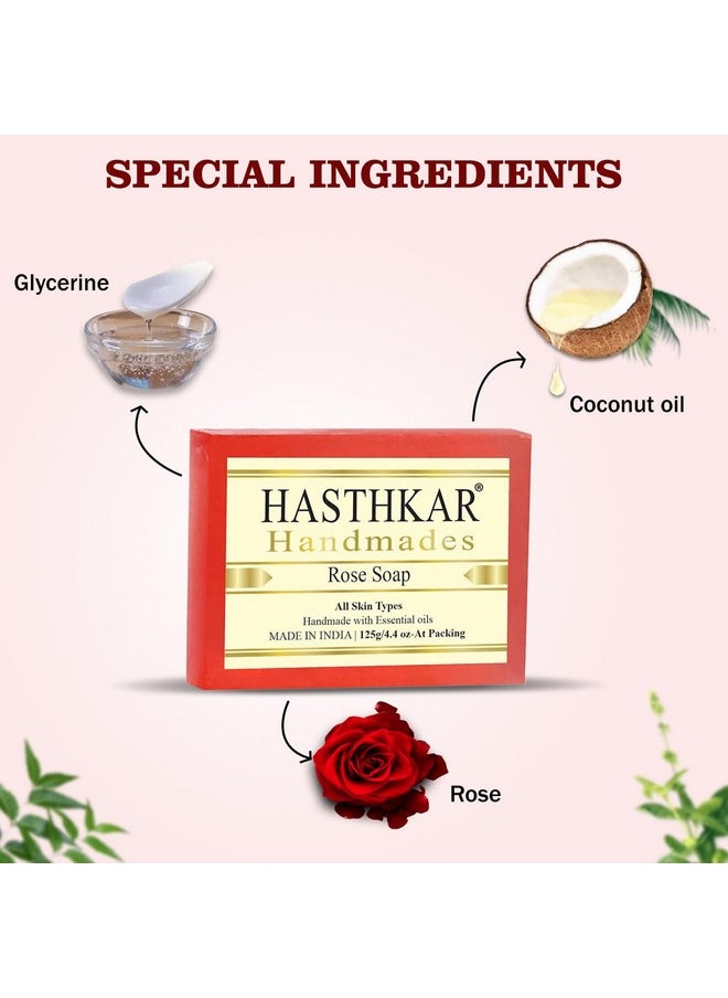 byPurenaturals Hasthkar Handmades Rose Soap 125Gm (Pack Of 3) Natural Herbal Handmade Bar With Essential Oils For All Skin Types Organic Glycerin Soap For Men And Women  - Image 3