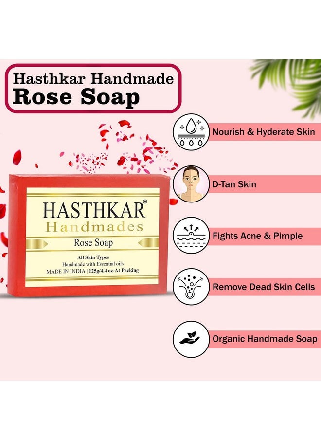byPurenaturals Hasthkar Handmades Rose Soap 125Gm (Pack Of 3) Natural Herbal Handmade Bar With Essential Oils For All Skin Types Organic Glycerin Soap For Men And Women  - Image 2